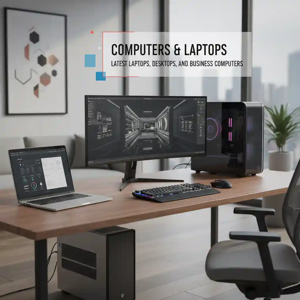 A modern laptop and desktop computer setup